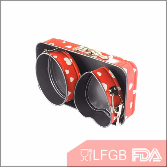 Moules à gâteaux rectangulaires en forme de cœur, en acier au carbone, avec fond amovible