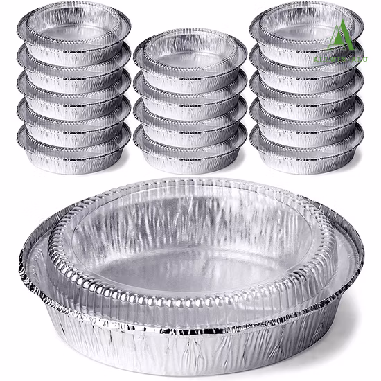 Casseroles rondes de cuisson de gâteau de papier d'aluminium de 7 pouces casseroles jetables de pizza de papier d'aluminium avec des couvercles