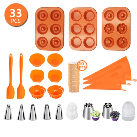 Ustensiles de cuisine, outils à gâteaux, moule à Pizza en acier au carbone, brosse en Silicone, pointe de passepoil, ustensiles de cuisson, 40 pièces